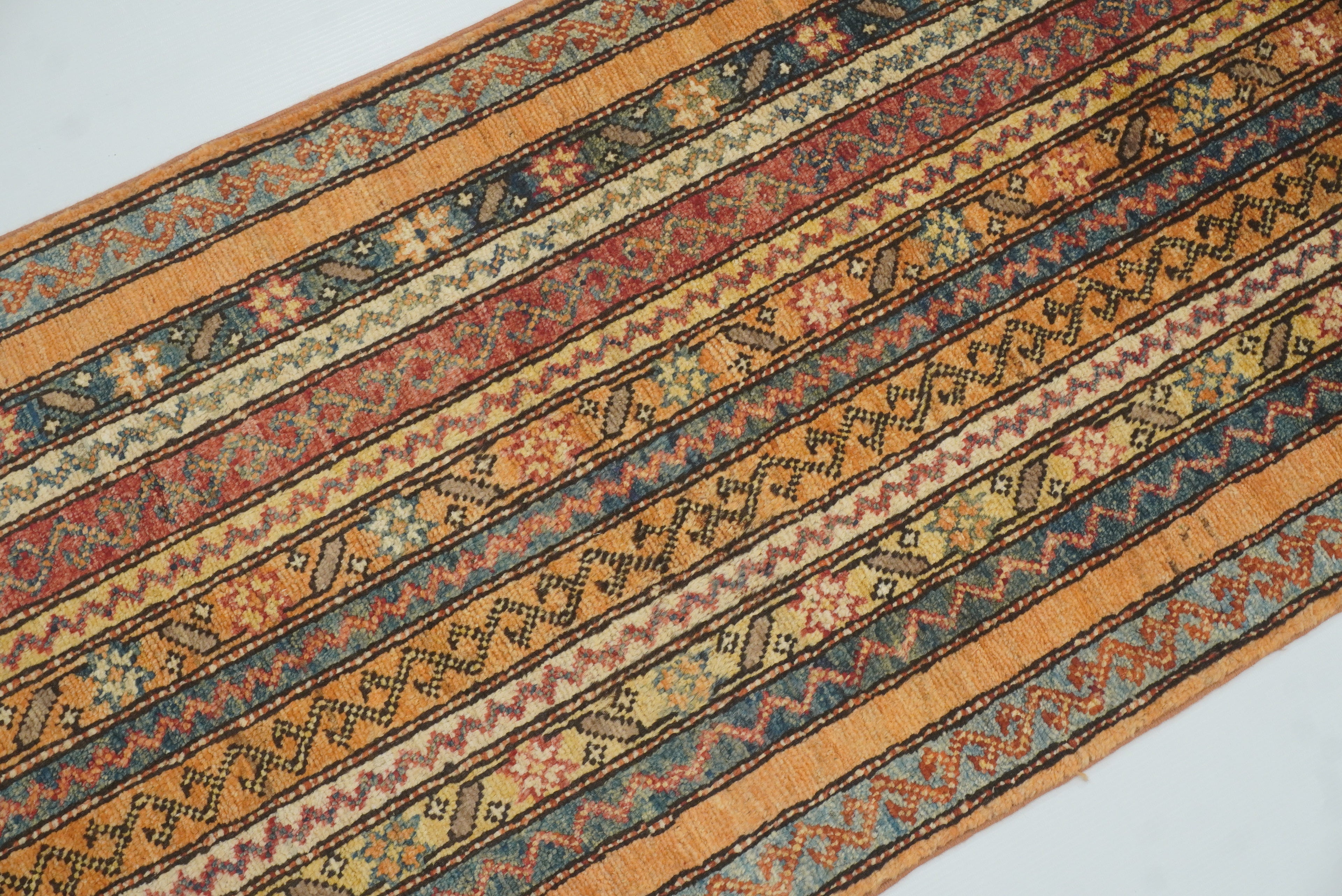 2x5 Orange Turkish Hand knotted Wool Runner Rug - Yildiz Rugs