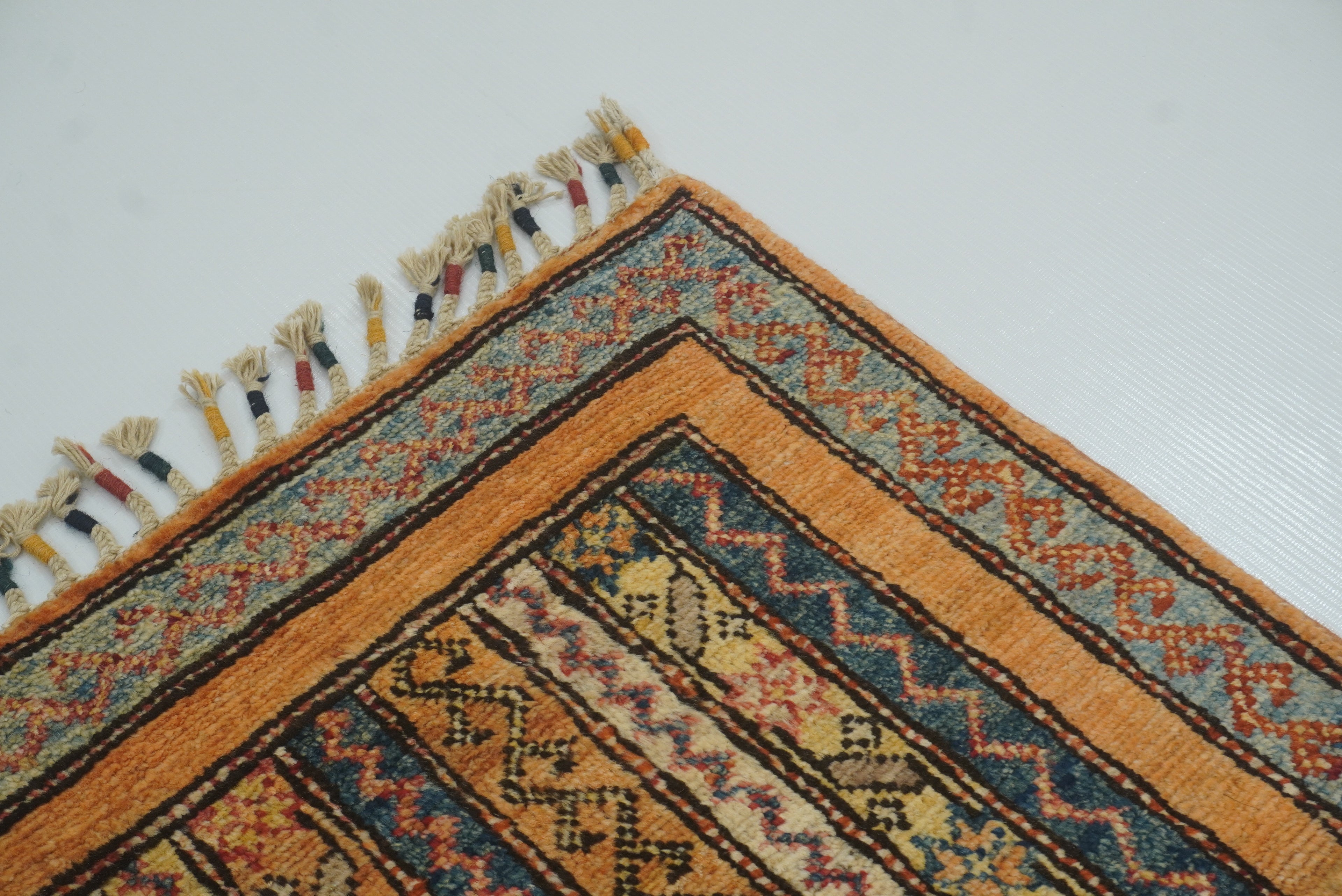 2x5 Orange Turkish Hand knotted Wool Runner Rug - Yildiz Rugs