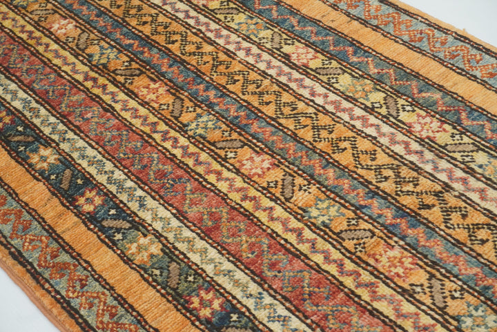 2x5 Orange Turkish Hand knotted Wool Runner Rug - Yildiz Rugs