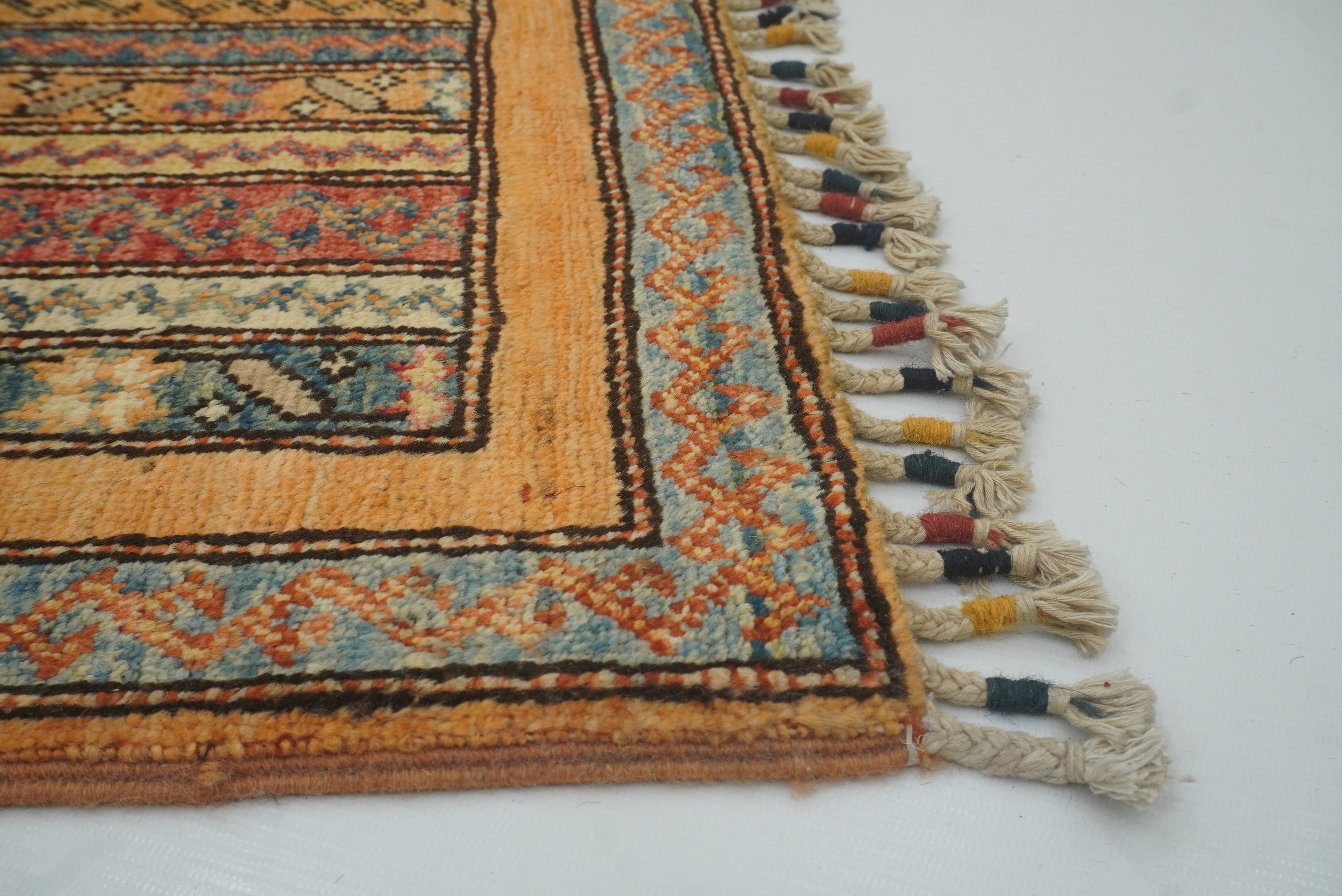 2x5 Orange Turkish Hand knotted Wool Runner Rug - Yildiz Rugs