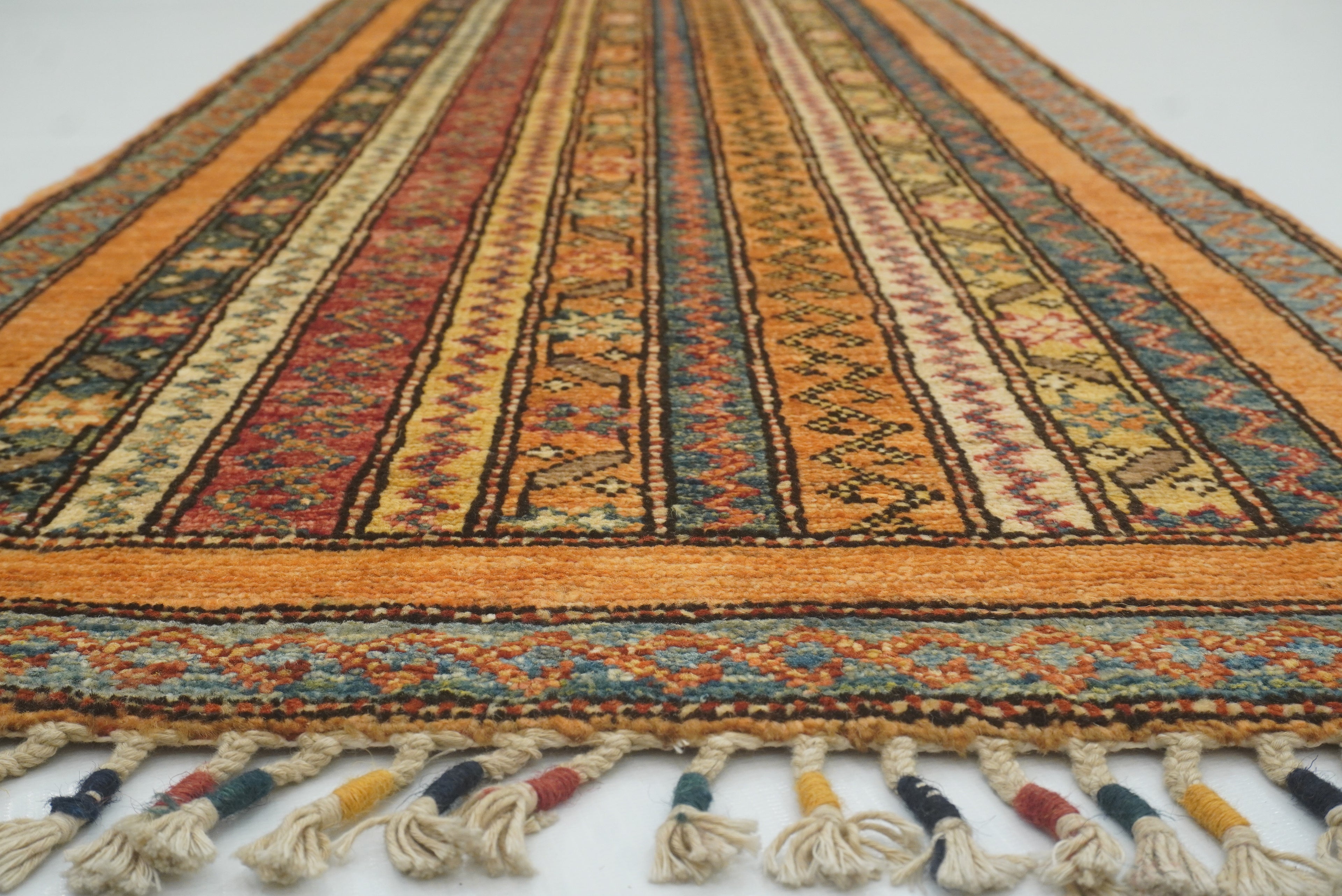2x5 Orange Turkish Hand knotted Wool Runner Rug - Yildiz Rugs