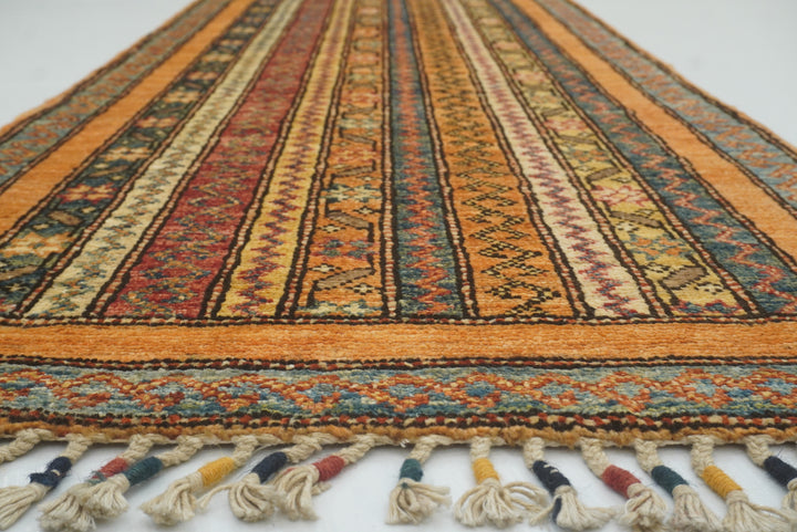 2x5 Orange Turkish Hand knotted Wool Runner Rug - Yildiz Rugs