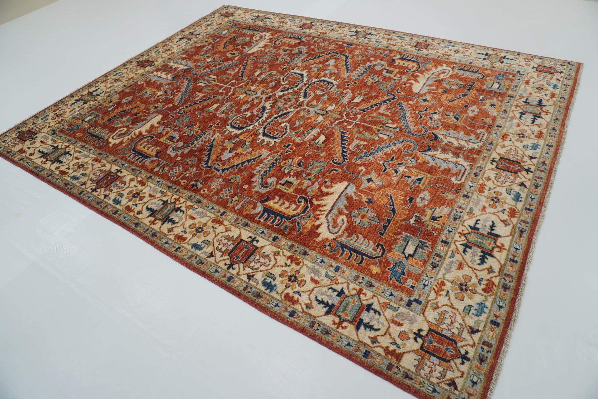 7'11"x9'11" Red Serapi Afghan Hand-Knotted Oriental Rug