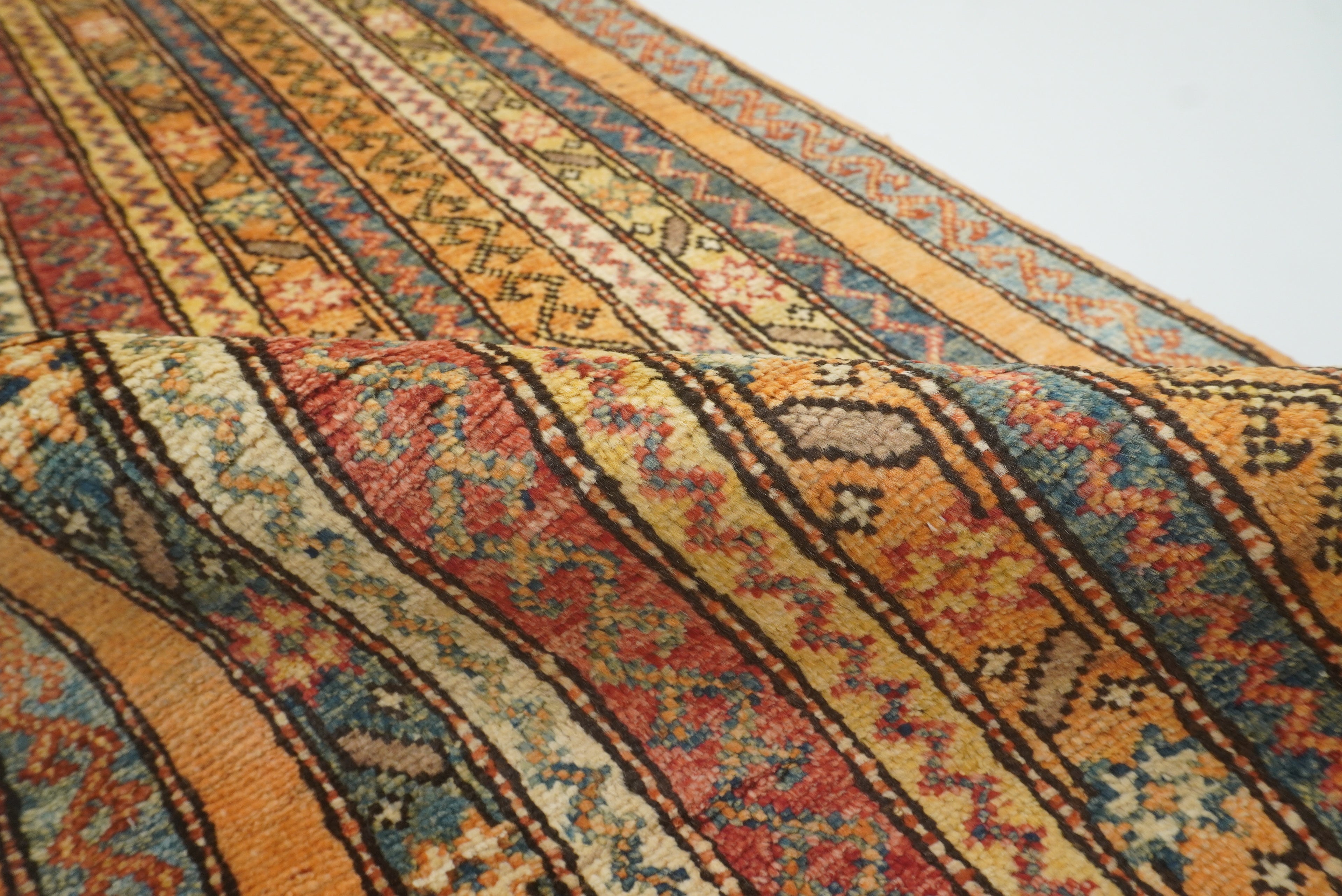 2x5 Orange Turkish Hand knotted Wool Runner Rug - Yildiz Rugs