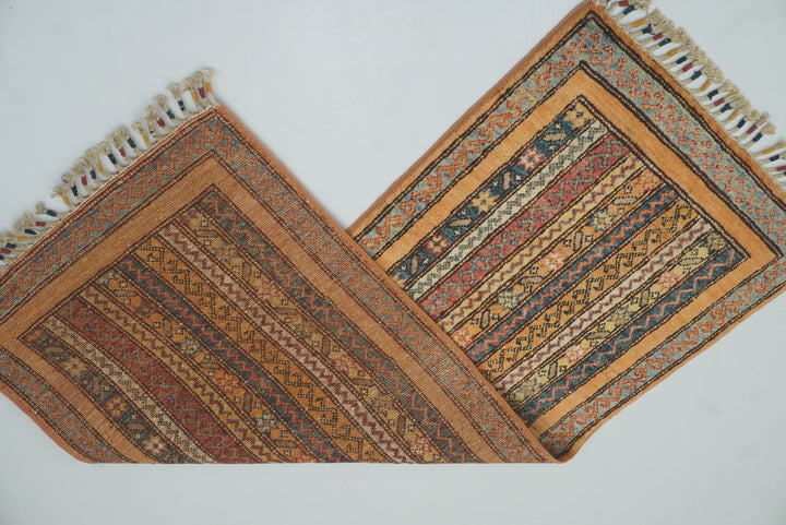 2x5 Orange Turkish Hand knotted Wool Runner Rug - Yildiz Rugs