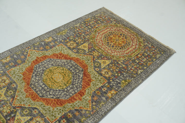 10 ft Gray Mamluk Hand-Knotted Runner Rug - Yildiz Rugs