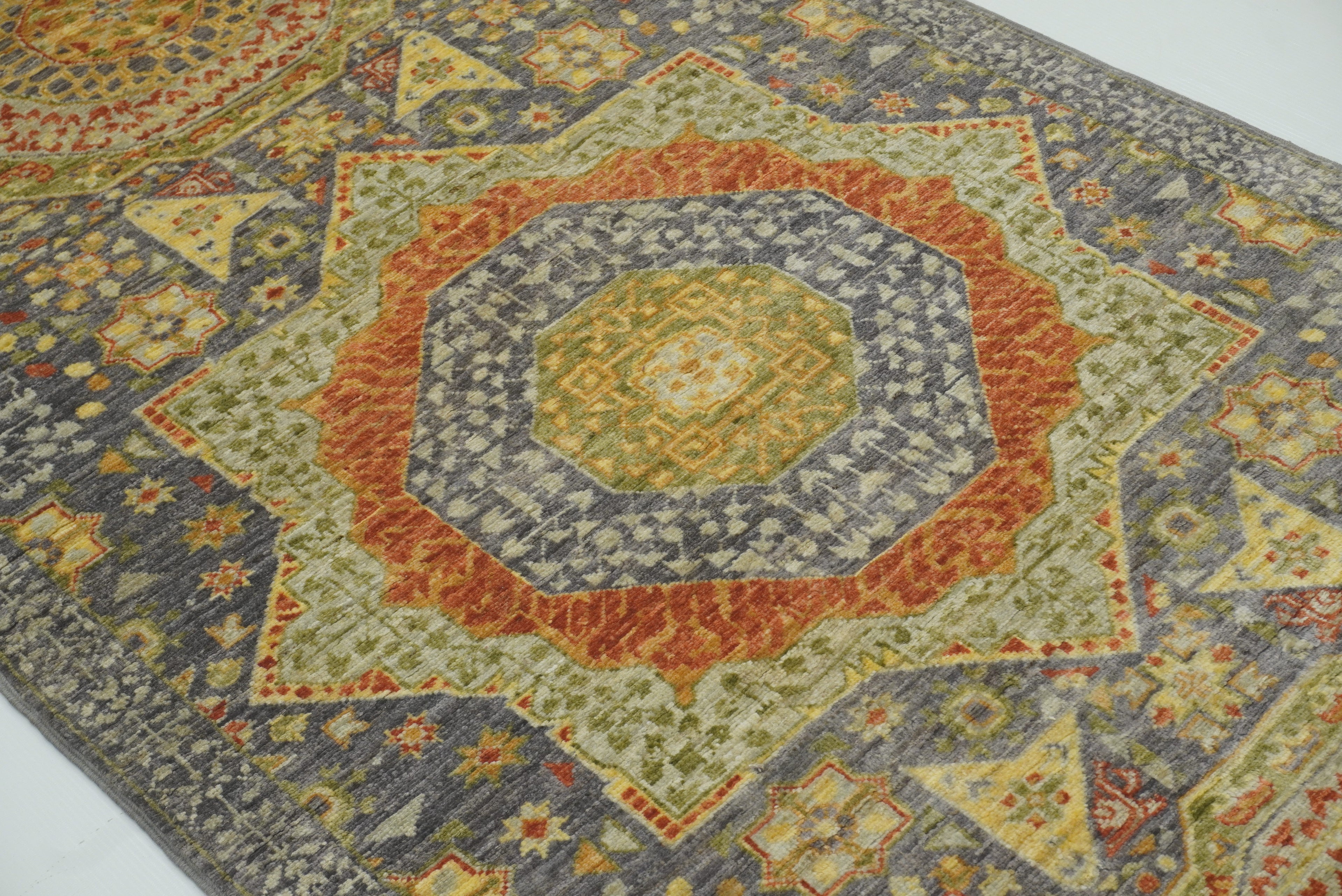 10 ft Gray Mamluk Hand-Knotted Runner Rug - Yildiz Rugs