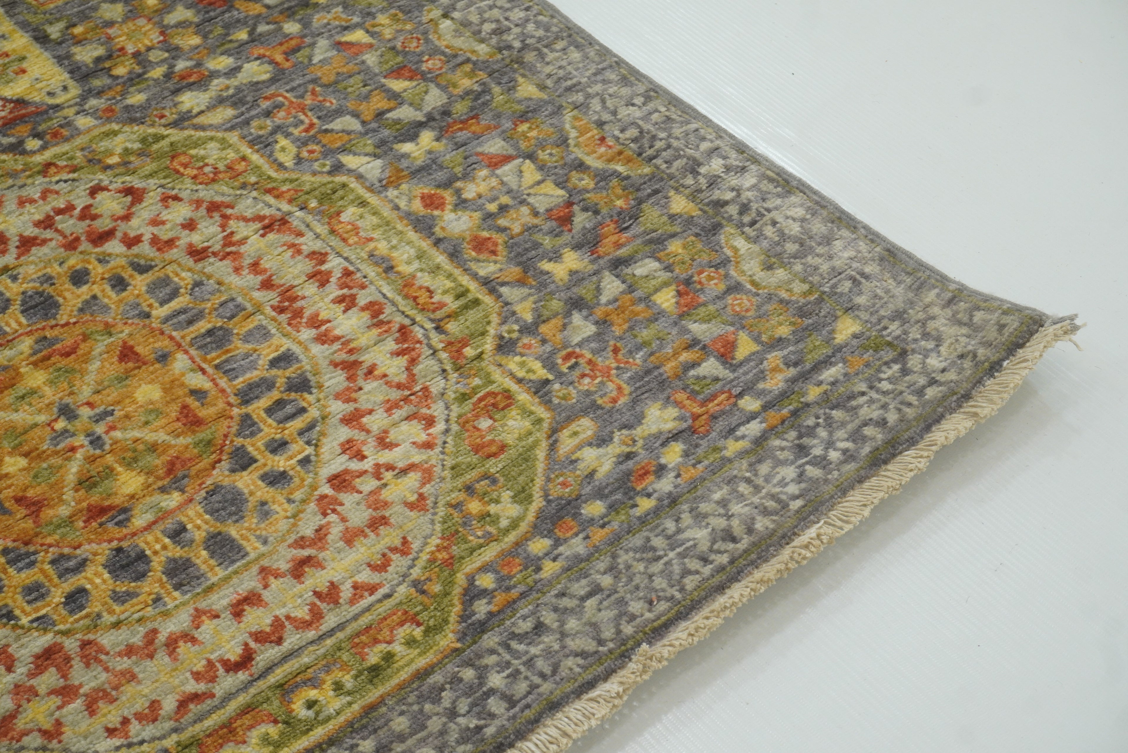 10 ft Gray Mamluk Hand-Knotted Runner Rug - Yildiz Rugs