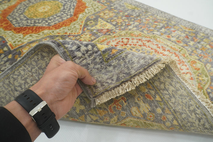 10 ft Gray Mamluk Hand-Knotted Runner Rug - Yildiz Rugs