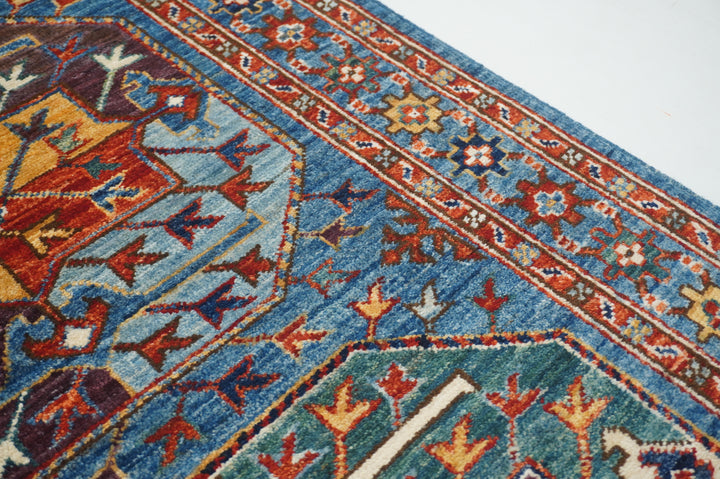 4x6 Blue Afghan Ersari Turkmen hand knotted Oriental Rug - Yildiz Rugs