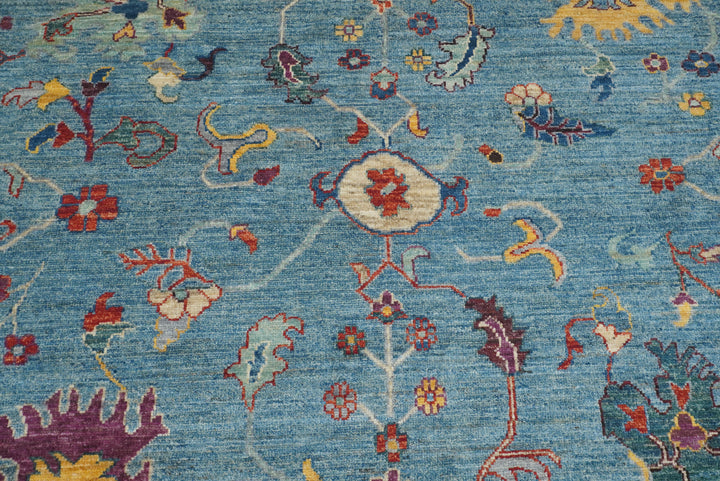9x12 Blue Oushak Hand-Knotted Turkish Rug - Yildiz Rugs