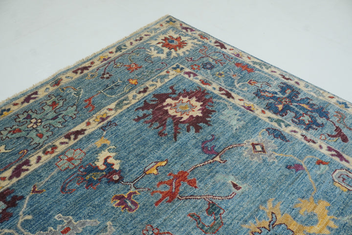 9x12 Blue Oushak Hand-Knotted Turkish Rug - Yildiz Rugs
