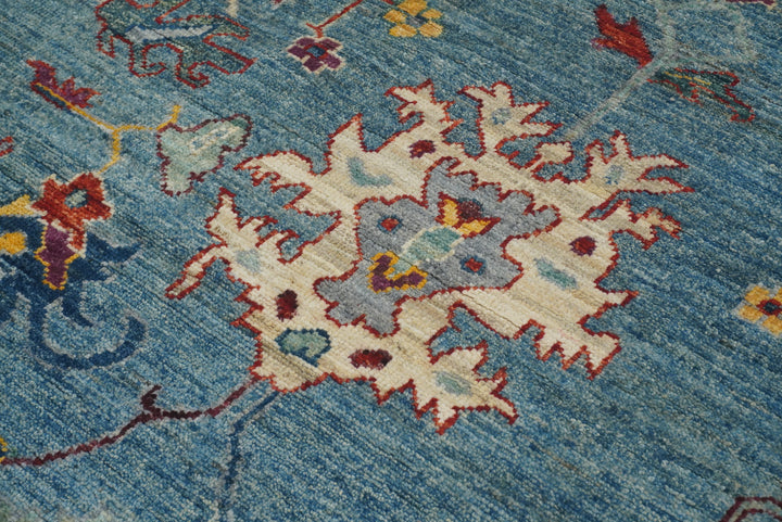 9x12 Blue Oushak Hand-Knotted Turkish Rug - Yildiz Rugs