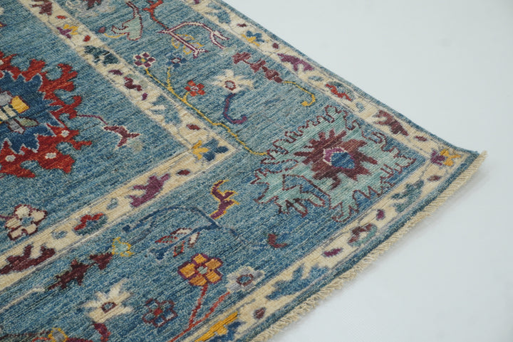 9x12 Blue Oushak Hand-Knotted Turkish Rug - Yildiz Rugs