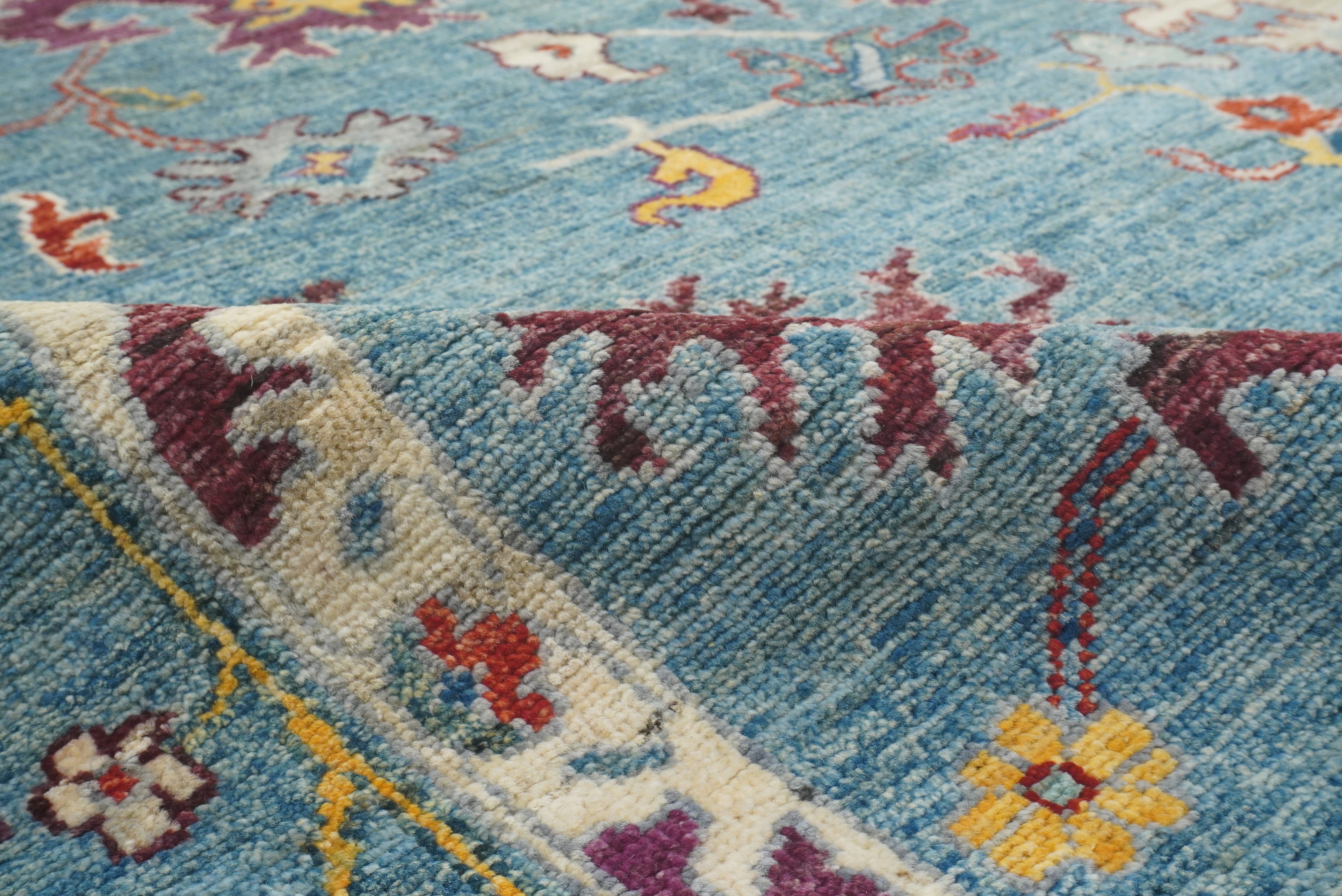 9x12 Blue Oushak Hand-Knotted Turkish Rug - Yildiz Rugs