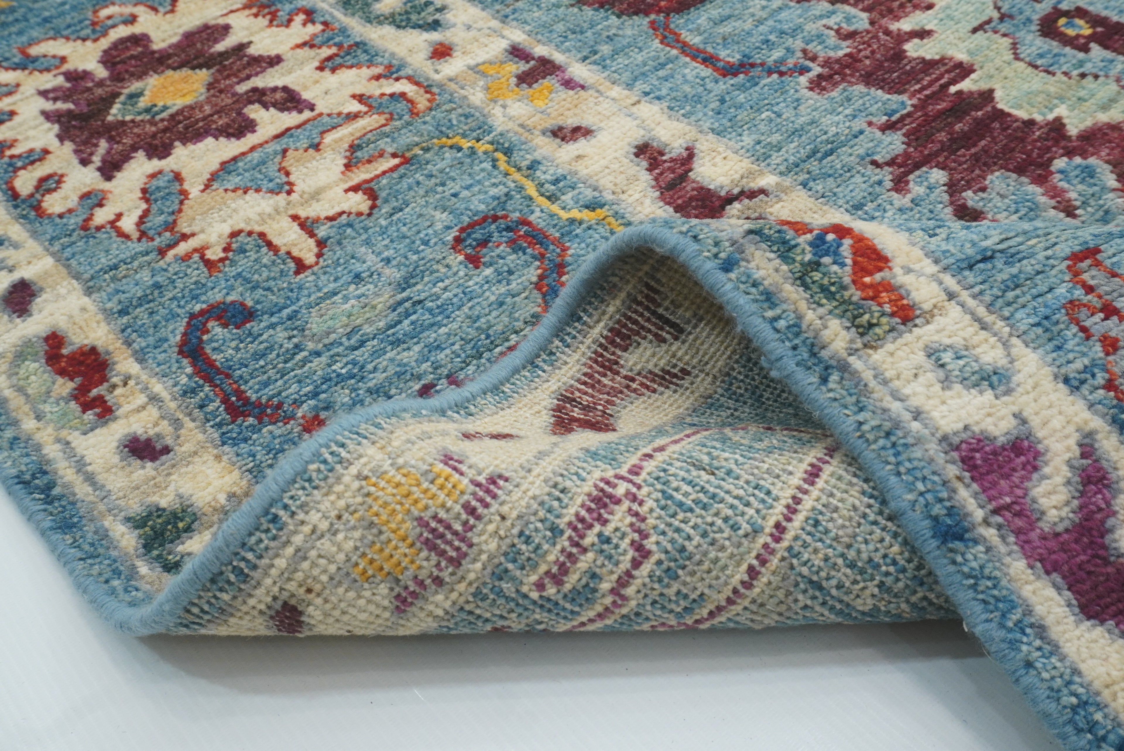 9x12 Blue Oushak Hand-Knotted Turkish Rug - Yildiz Rugs