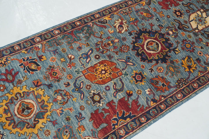 12 ft Blue Bidjar Afghan Hand knotted Oriental Runner Rug