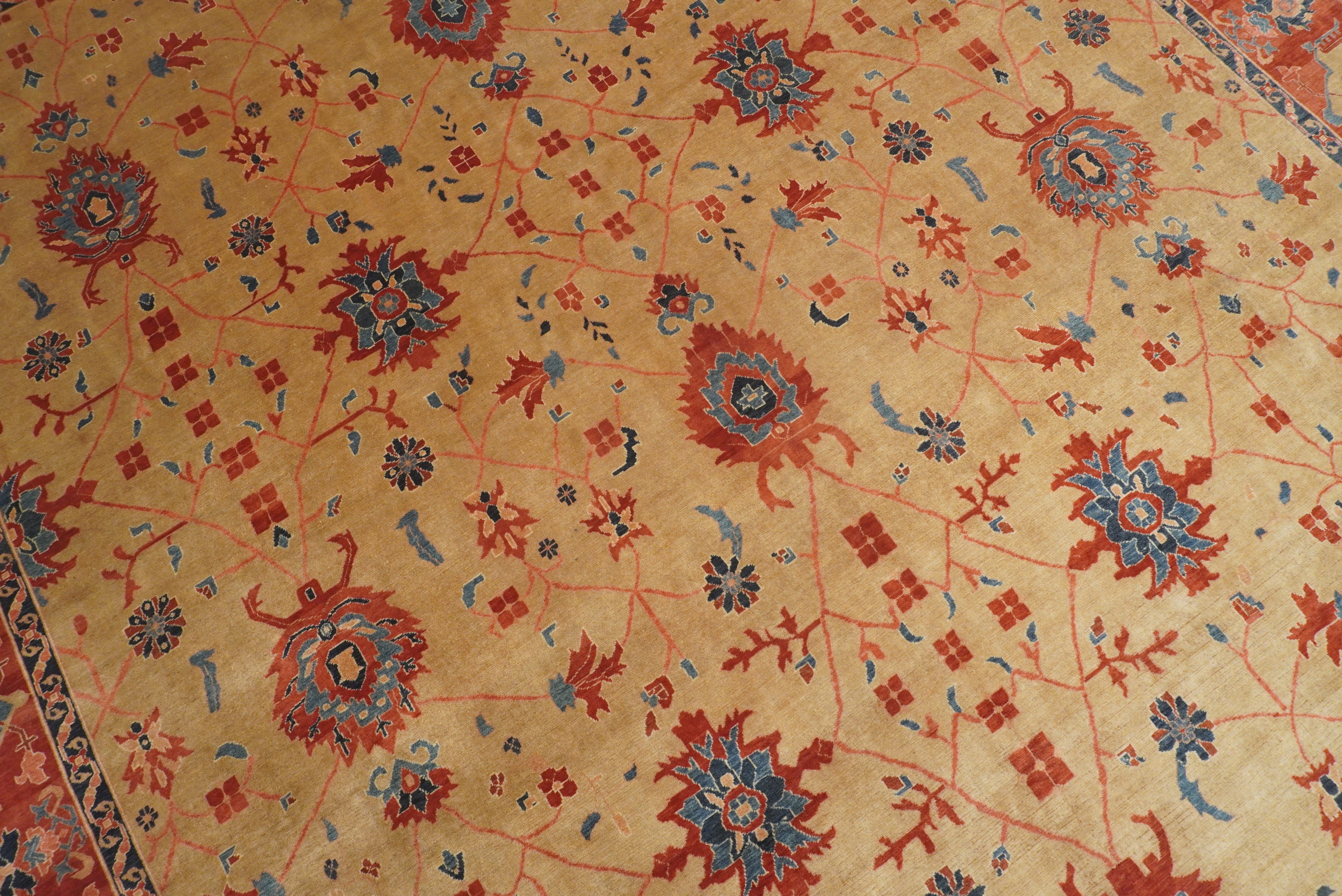 8'11"x11'3" Heriz Golden Beige Afghan Hand knotted Rug - Yildiz Rugs