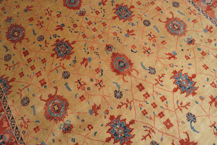 8'11"x11'3" Heriz Golden Beige Afghan Hand knotted Rug - Yildiz Rugs
