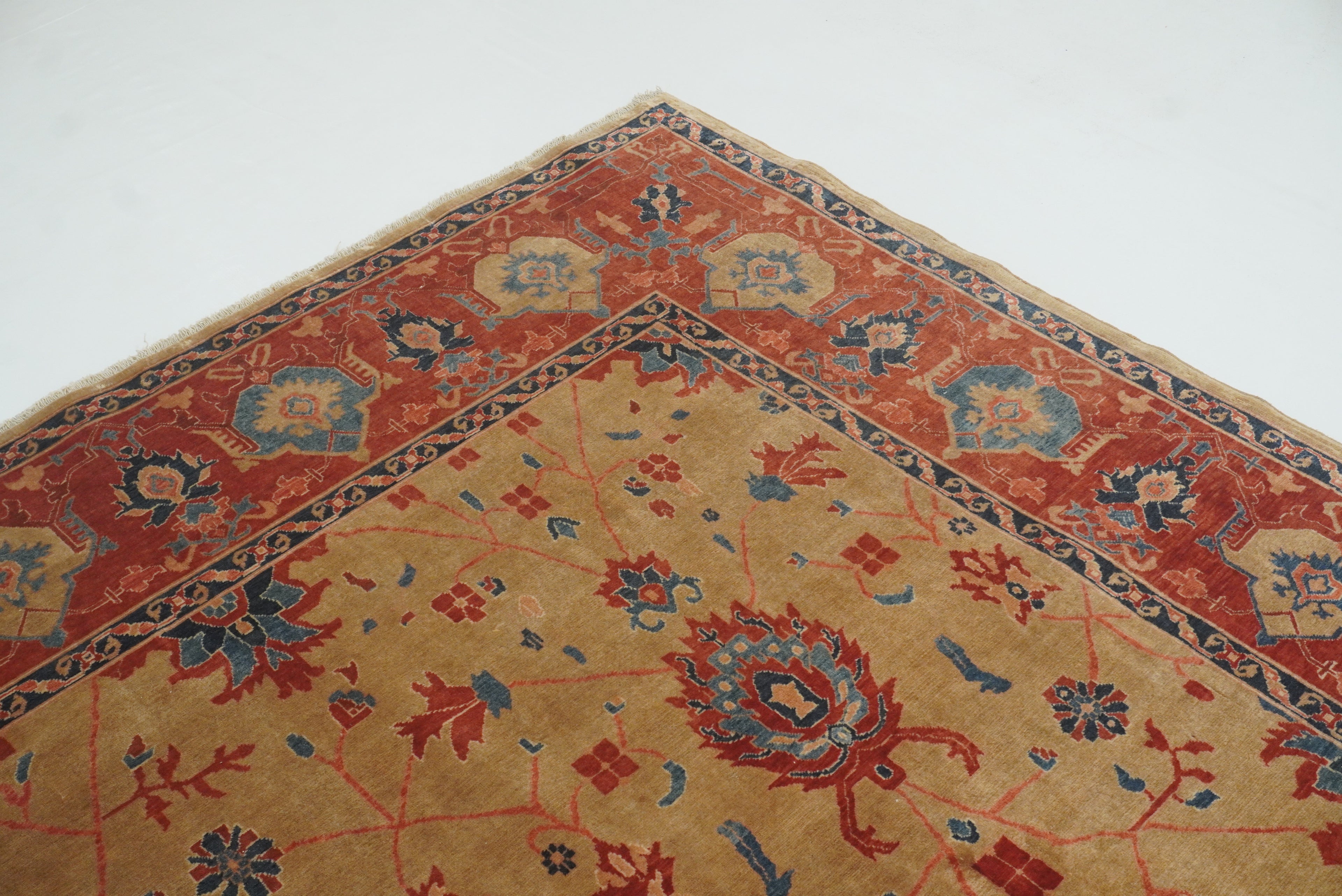 8'11"x11'3" Heriz Golden Beige Afghan Hand knotted Rug - Yildiz Rugs