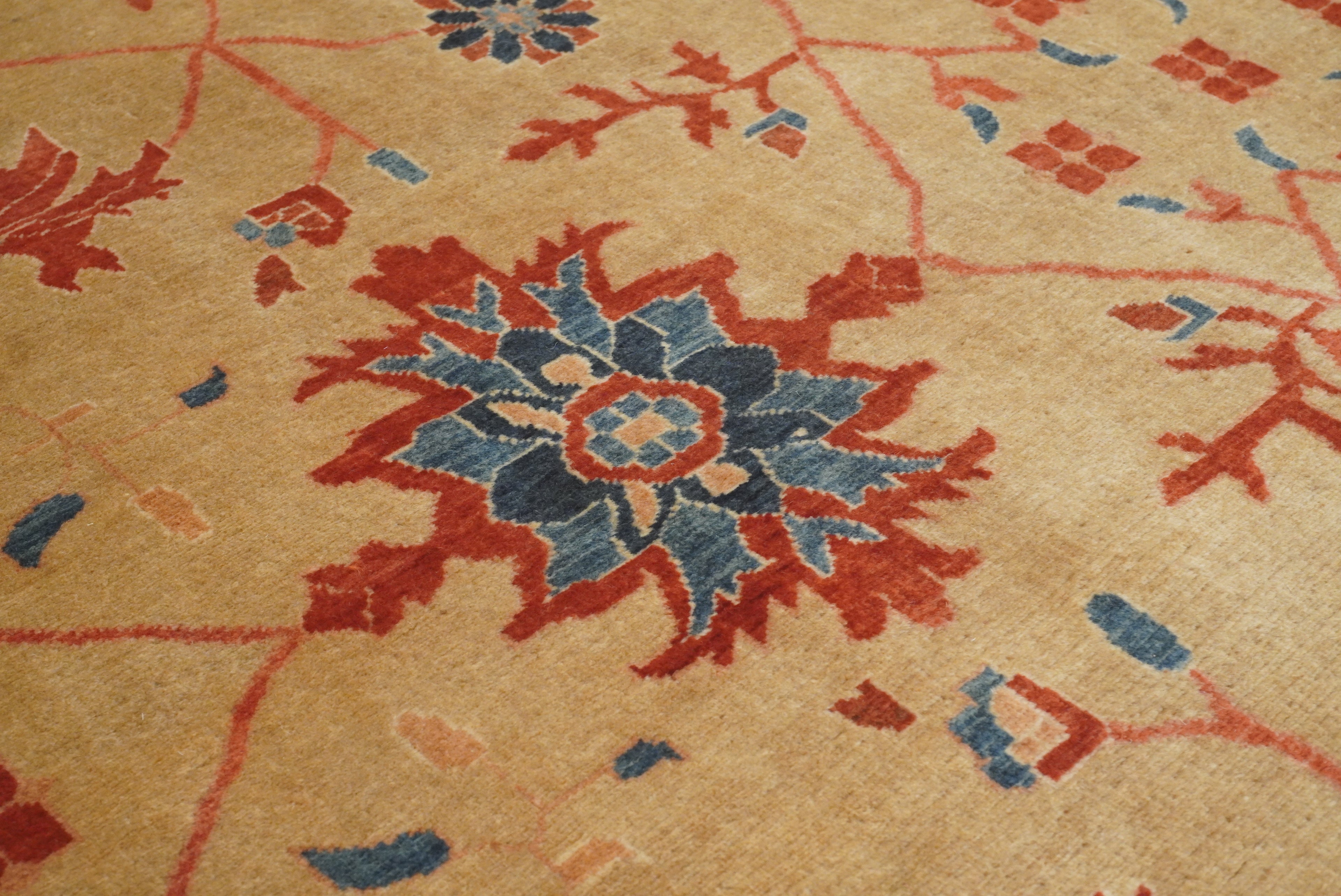 8'11"x11'3" Heriz Golden Beige Afghan Hand knotted Rug - Yildiz Rugs