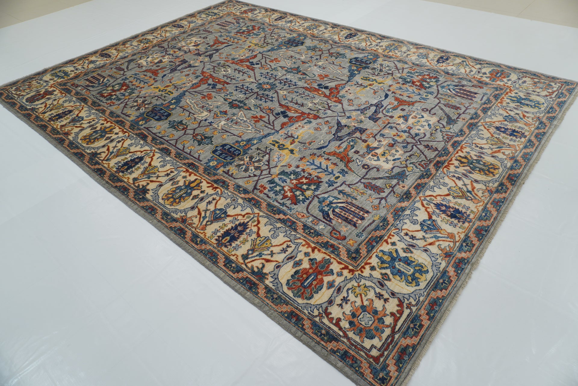 9x12 Gray Bidjar Afghan Hand-Knotted Rug