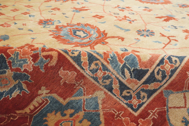 8'11"x11'3" Heriz Golden Beige Afghan Hand knotted Rug - Yildiz Rugs