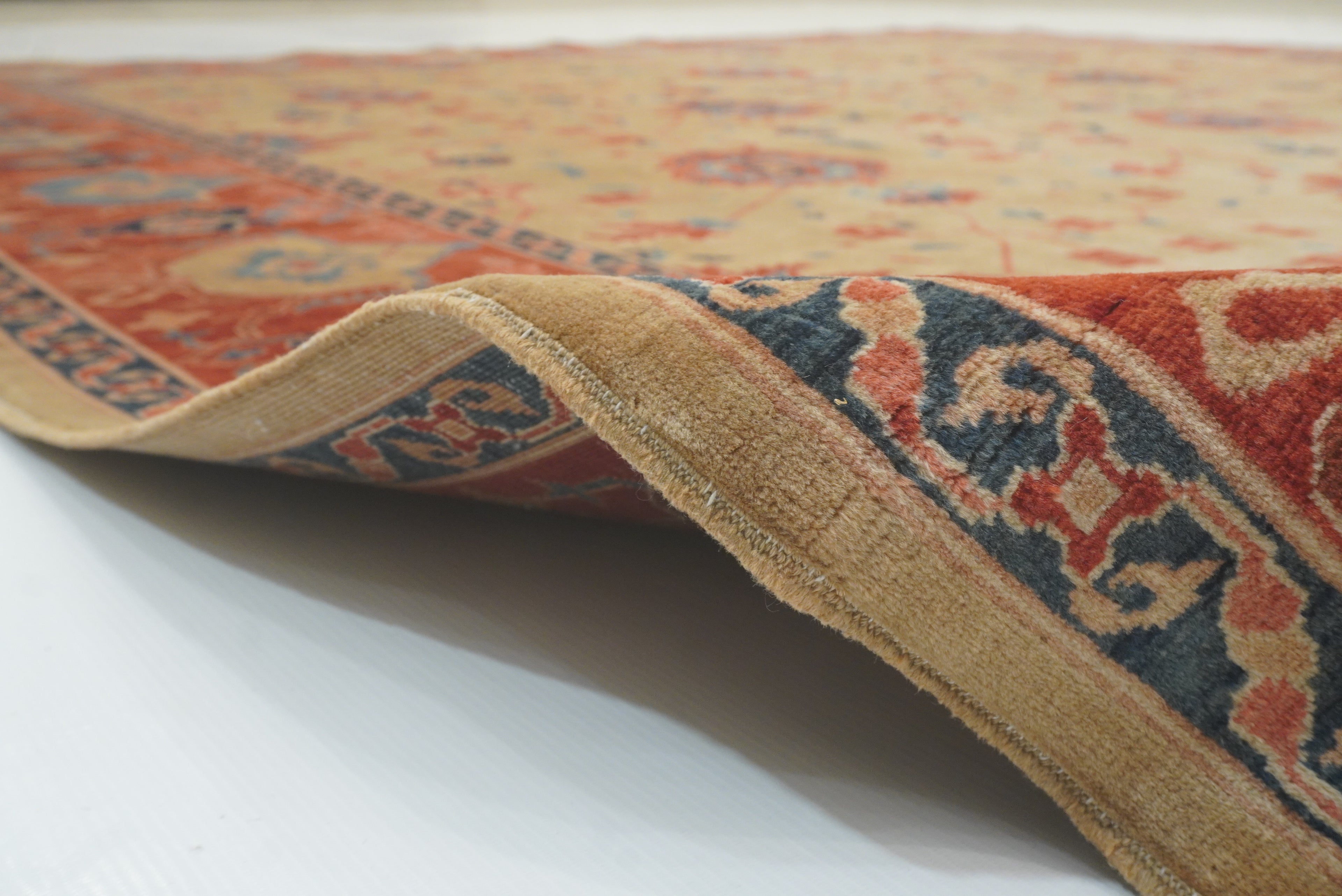 8'11"x11'3" Heriz Golden Beige Afghan Hand knotted Rug - Yildiz Rugs