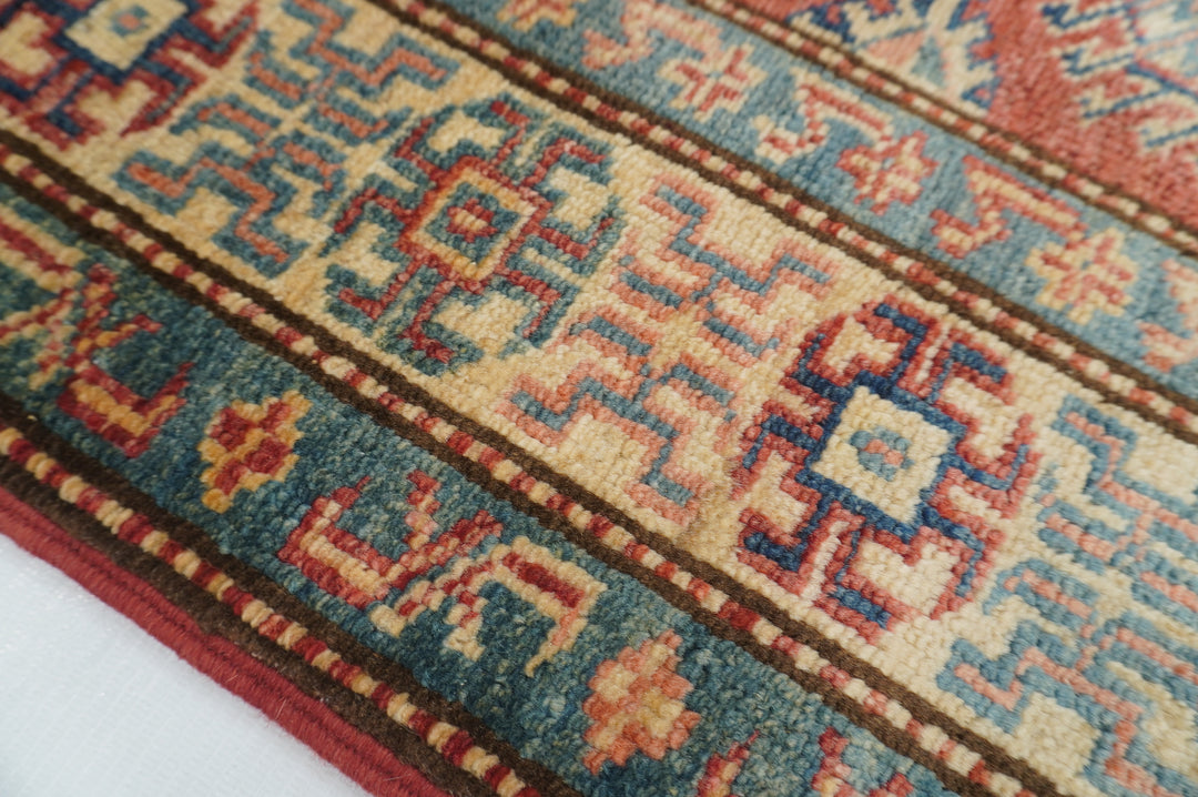 2 x 7 Ft Vintage Red Afghan Kazak Hand knotted Runner Rug - Yildiz Rugs