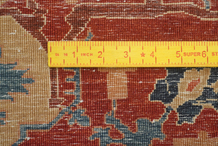 8'11"x11'3" Heriz Golden Beige Afghan Hand knotted Rug - Yildiz Rugs