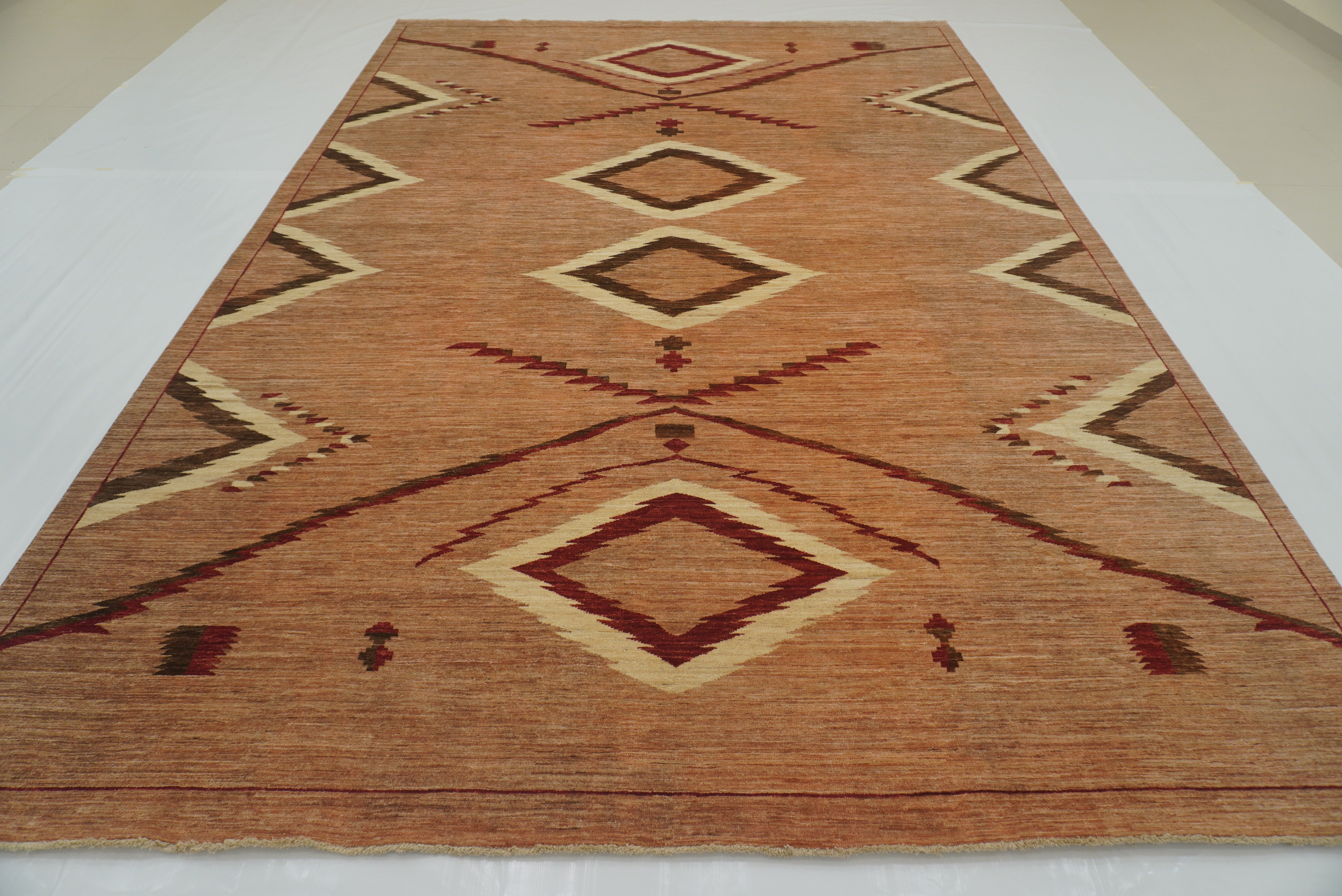 10x14 ft Brown Southwestern Afghan Hand-Knotted Rug - Yildiz Rugs