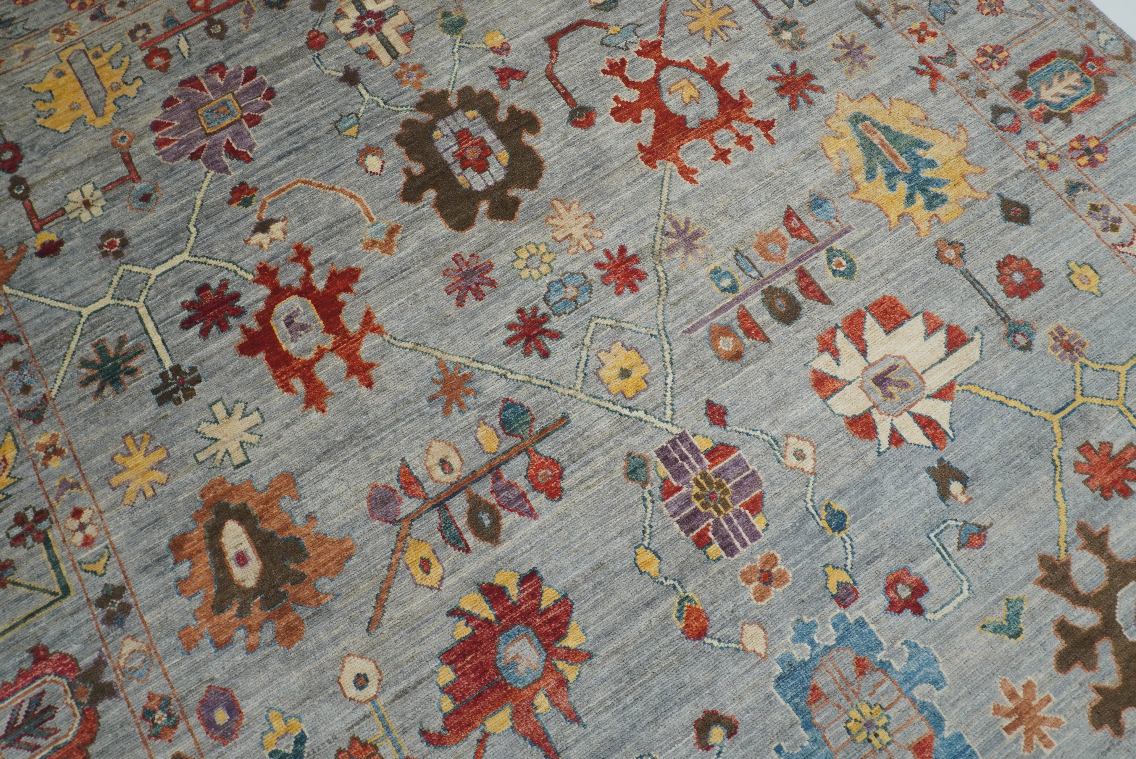 8x10 Oushak Soft Gray Hand knotted Turkish Rug - Yildiz Rugs