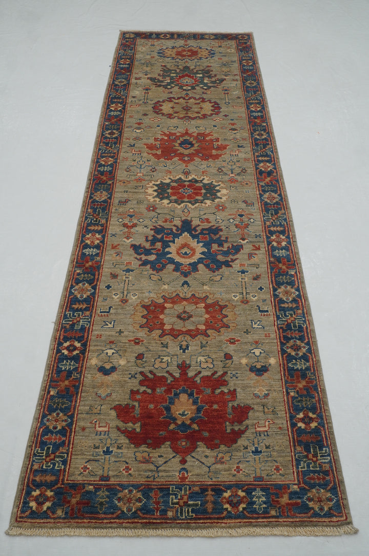 10 ft Gray Bidjar Afghan Hand Knotted Oriental Runner Rug