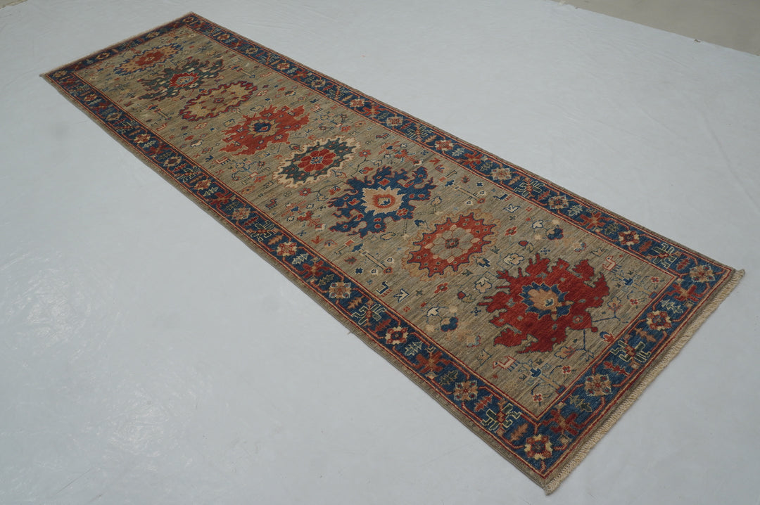 10 ft Gray Bidjar Afghan Hand Knotted Oriental Runner Rug