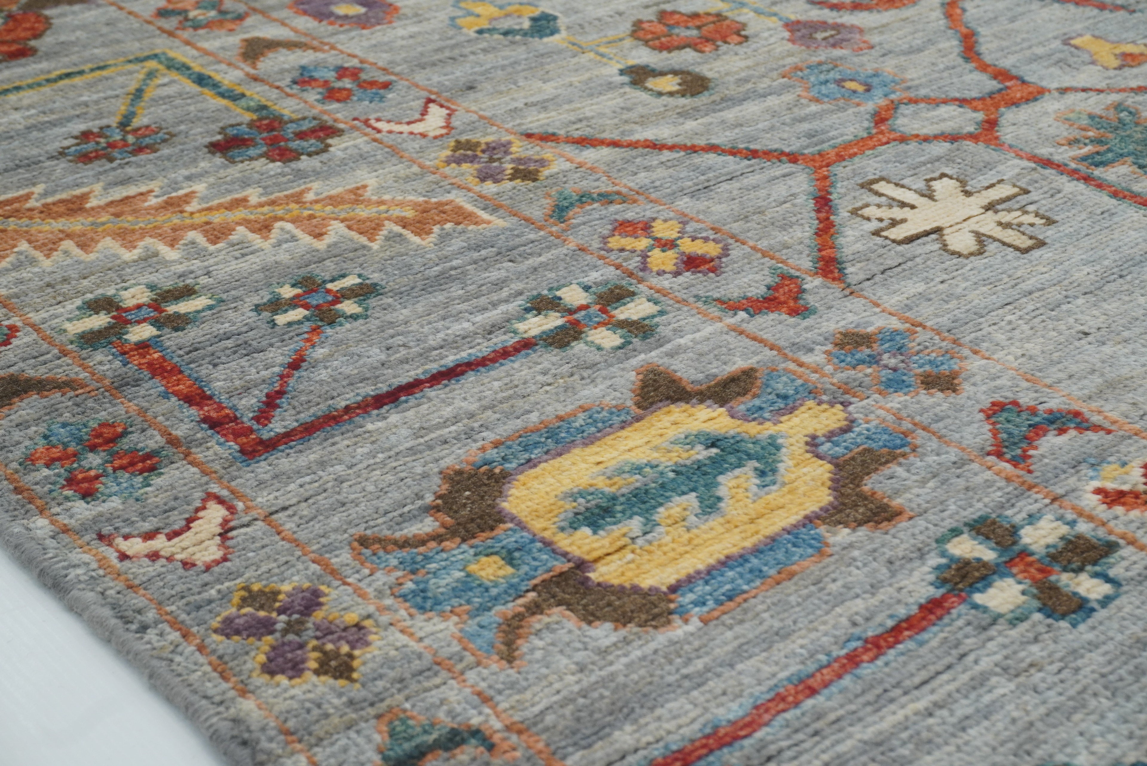 8x10 Oushak Soft Gray Hand knotted Turkish Rug - Yildiz Rugs