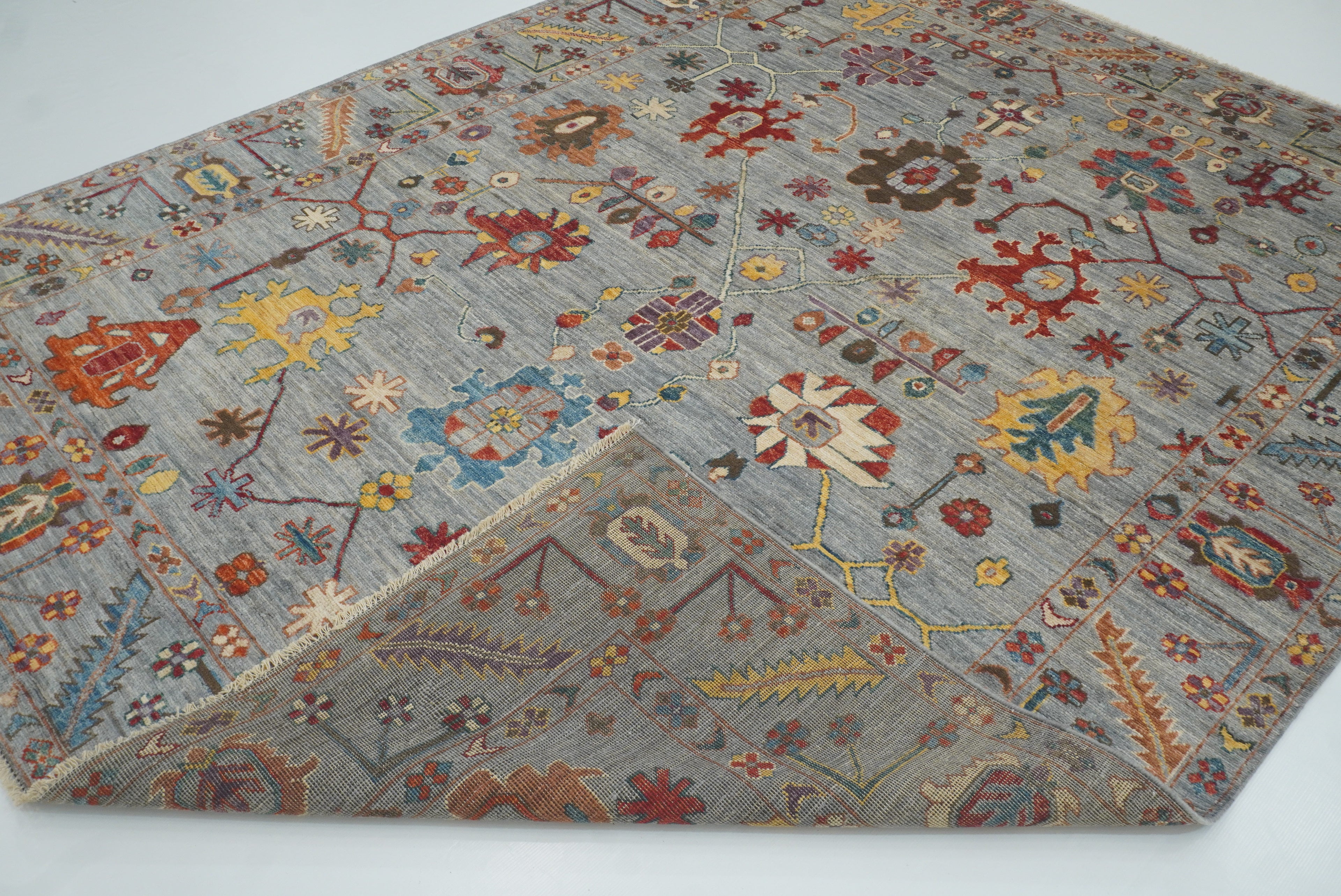 8x10 Oushak Soft Gray Hand knotted Turkish Rug - Yildiz Rugs
