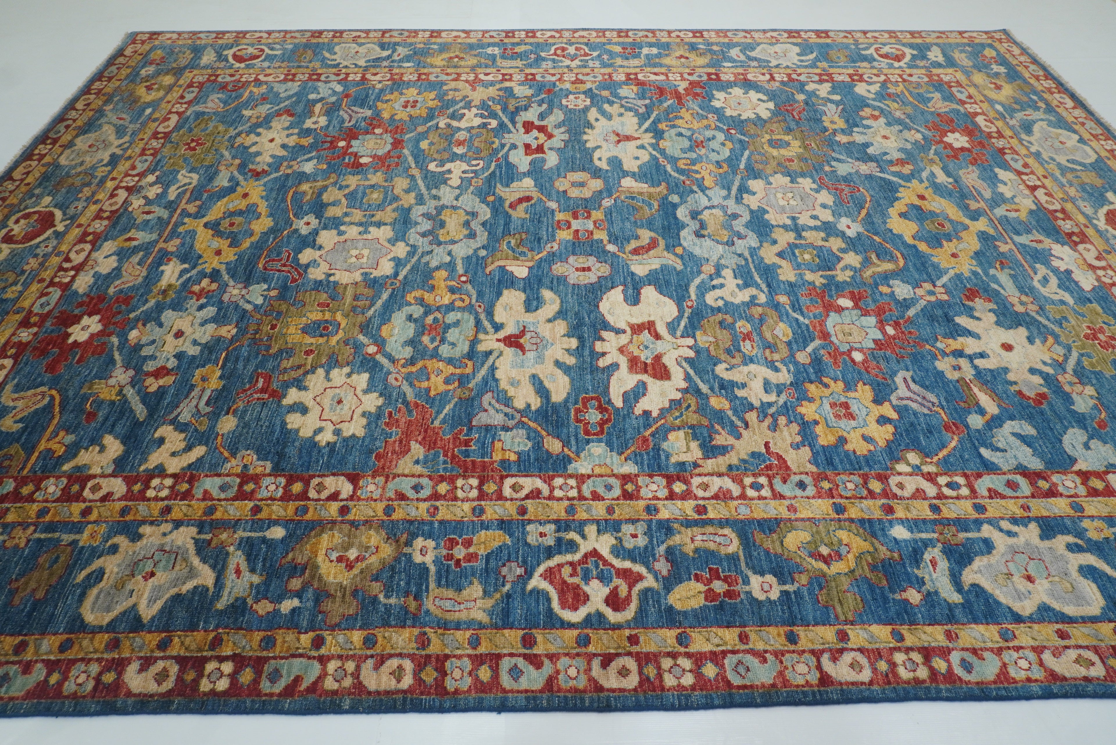 9'10"x13'3" Oushak Denim Blue Hand-Knotted Oriental Rug - Yildiz Rugs