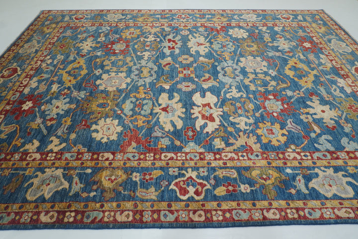 9'10"x13'3" Oushak Denim Blue Hand-Knotted Oriental Rug - Yildiz Rugs