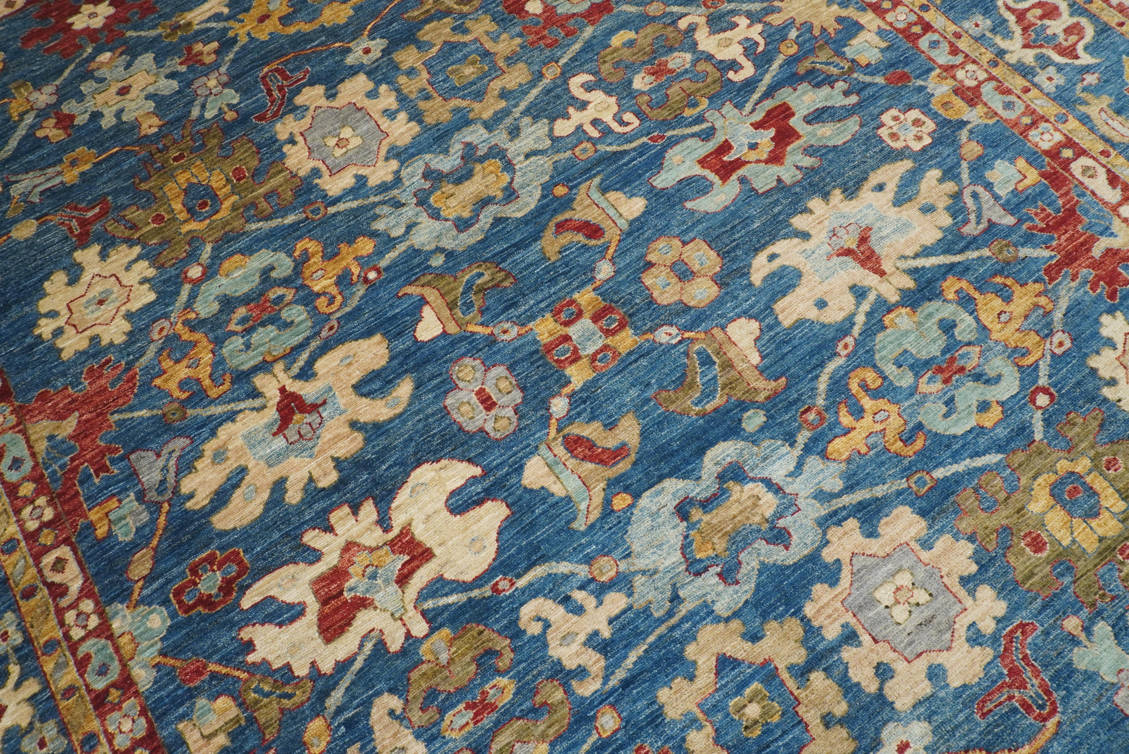 9'10"x13'3" Oushak Denim Blue Hand-Knotted Oriental Rug - Yildiz Rugs
