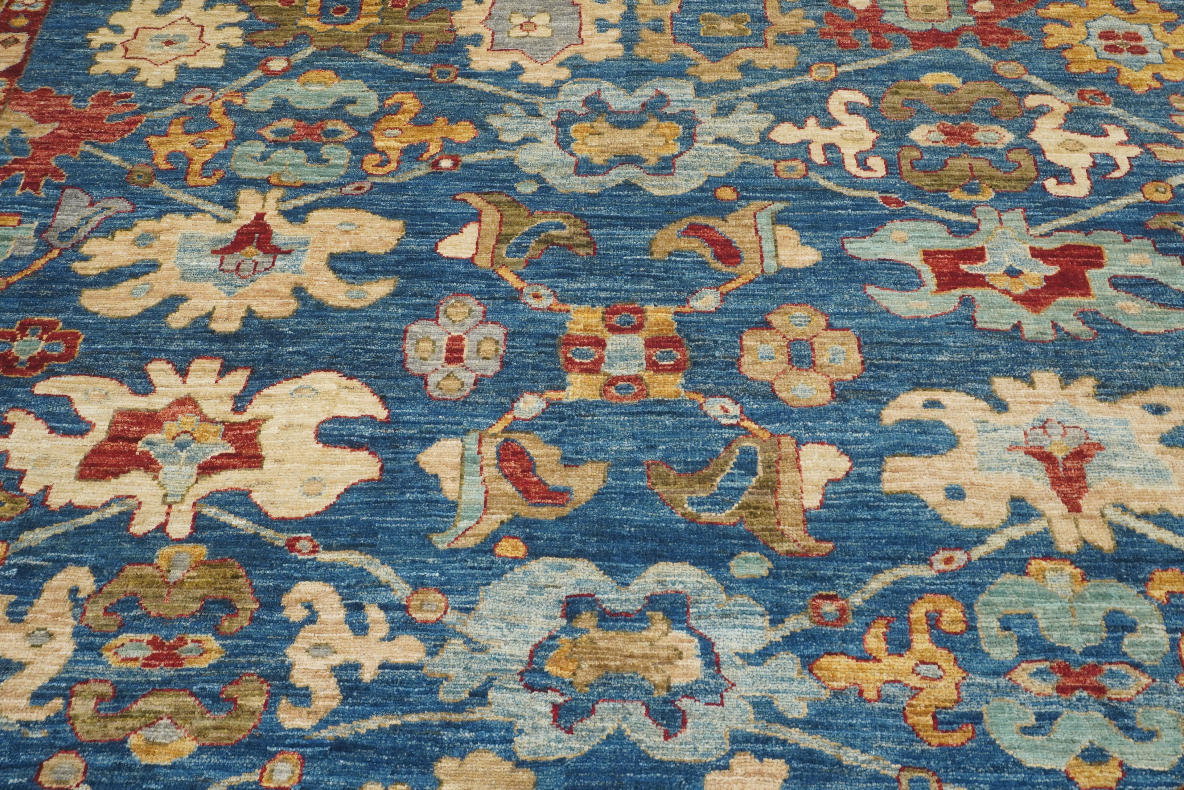 9'10"x13'3" Oushak Denim Blue Hand-Knotted Oriental Rug - Yildiz Rugs