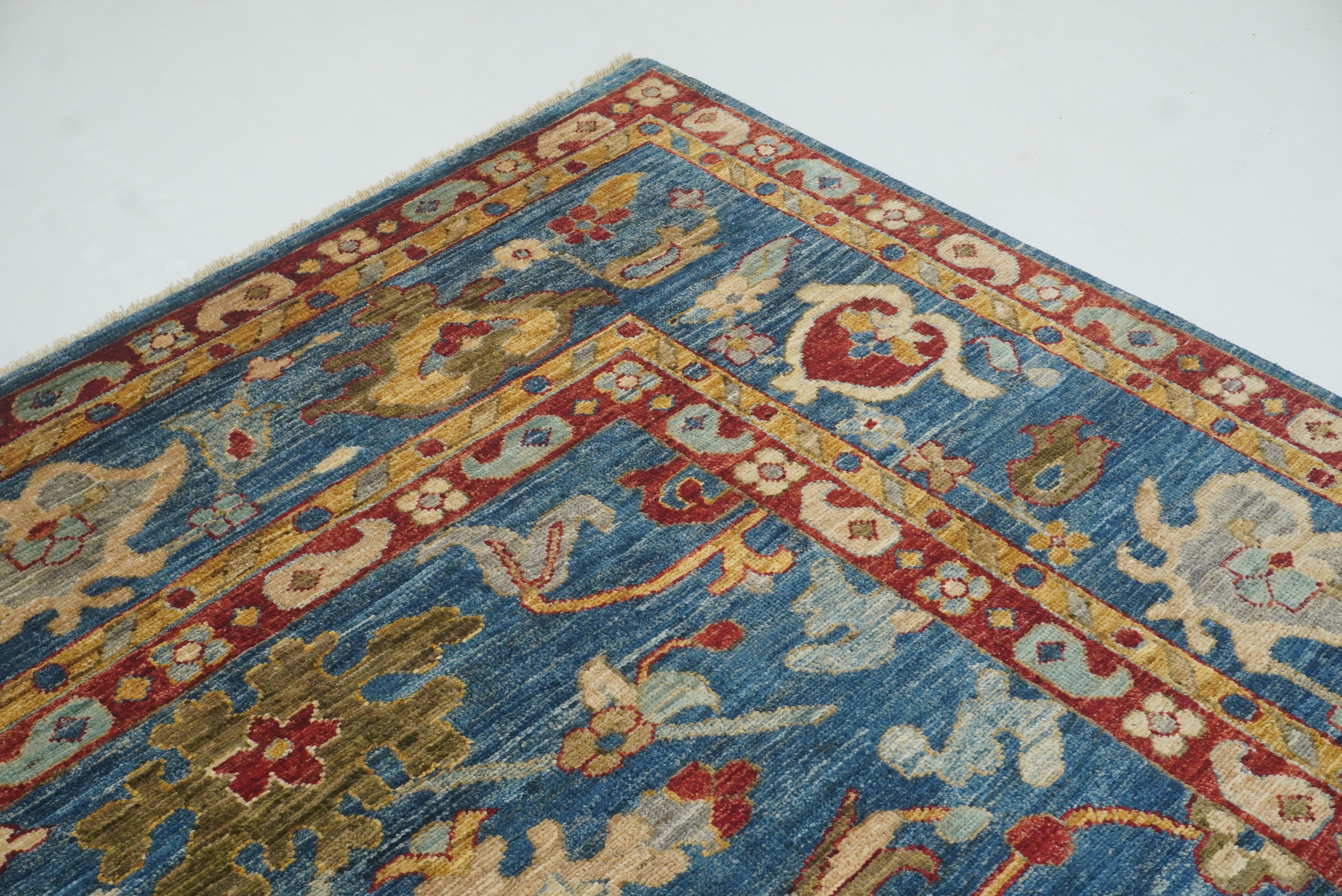 9'10"x13'3" Oushak Denim Blue Hand-Knotted Oriental Rug - Yildiz Rugs