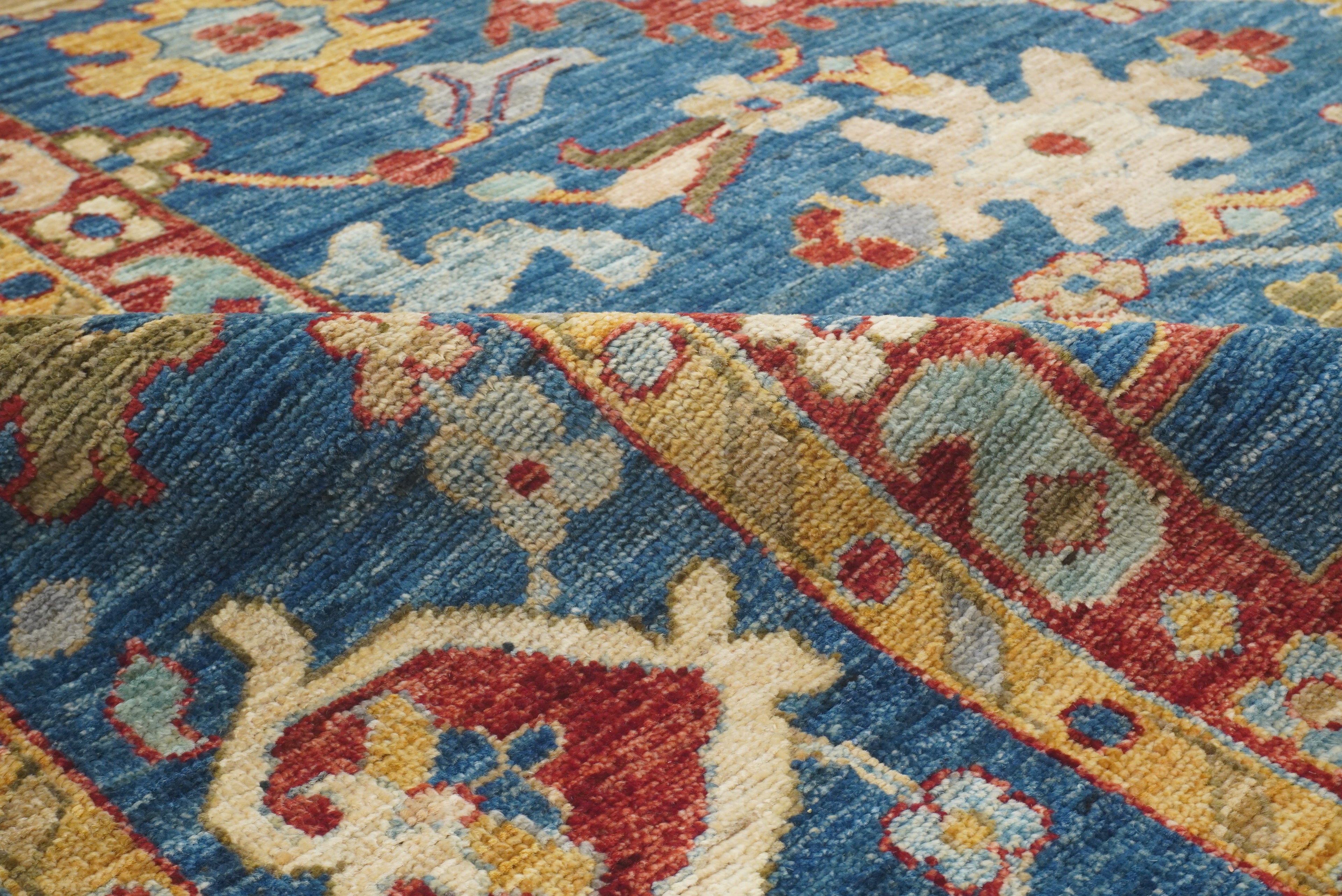 9'10"x13'3" Oushak Denim Blue Hand-Knotted Oriental Rug - Yildiz Rugs