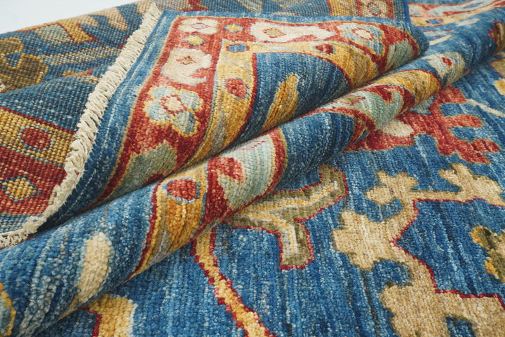 9'10"x13'3" Oushak Denim Blue Hand-Knotted Oriental Rug - Yildiz Rugs
