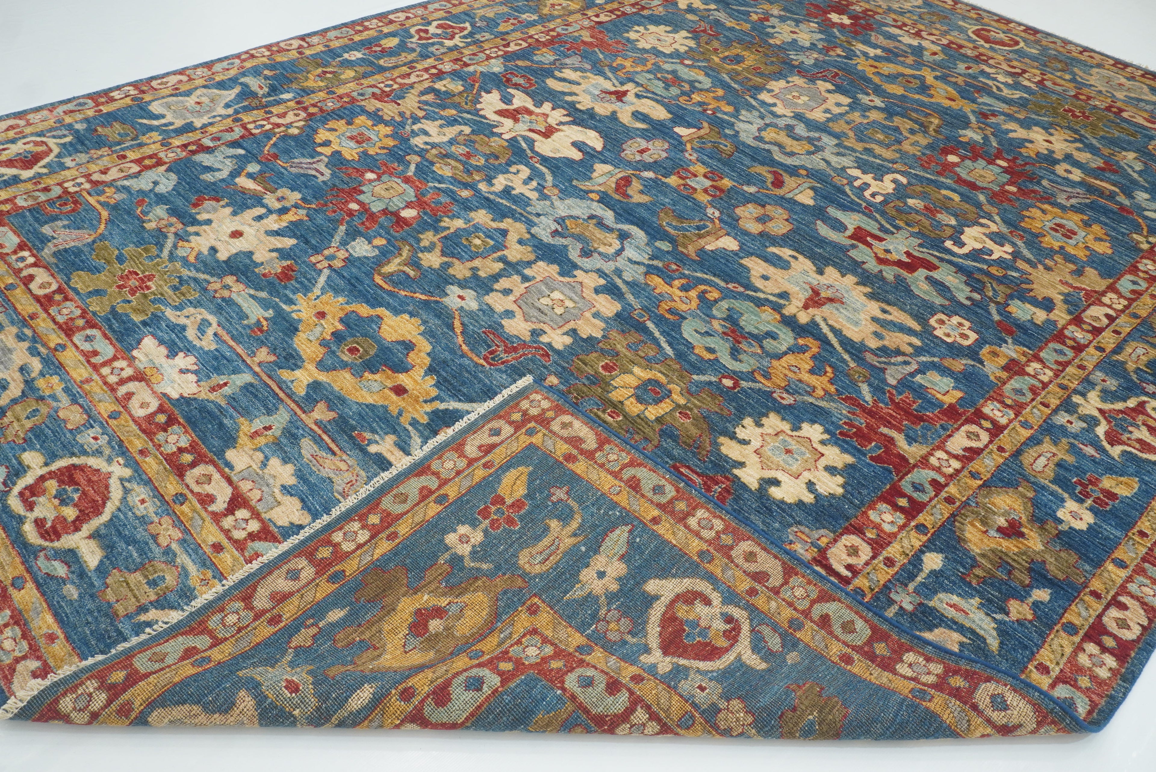 9'10"x13'3" Oushak Denim Blue Hand-Knotted Oriental Rug - Yildiz Rugs