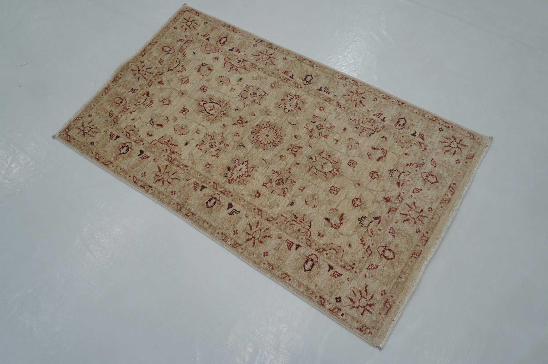 3x4 Beige Vintage Chobi Afghan Hand knotted Oriental Rug - Yildiz Rugs