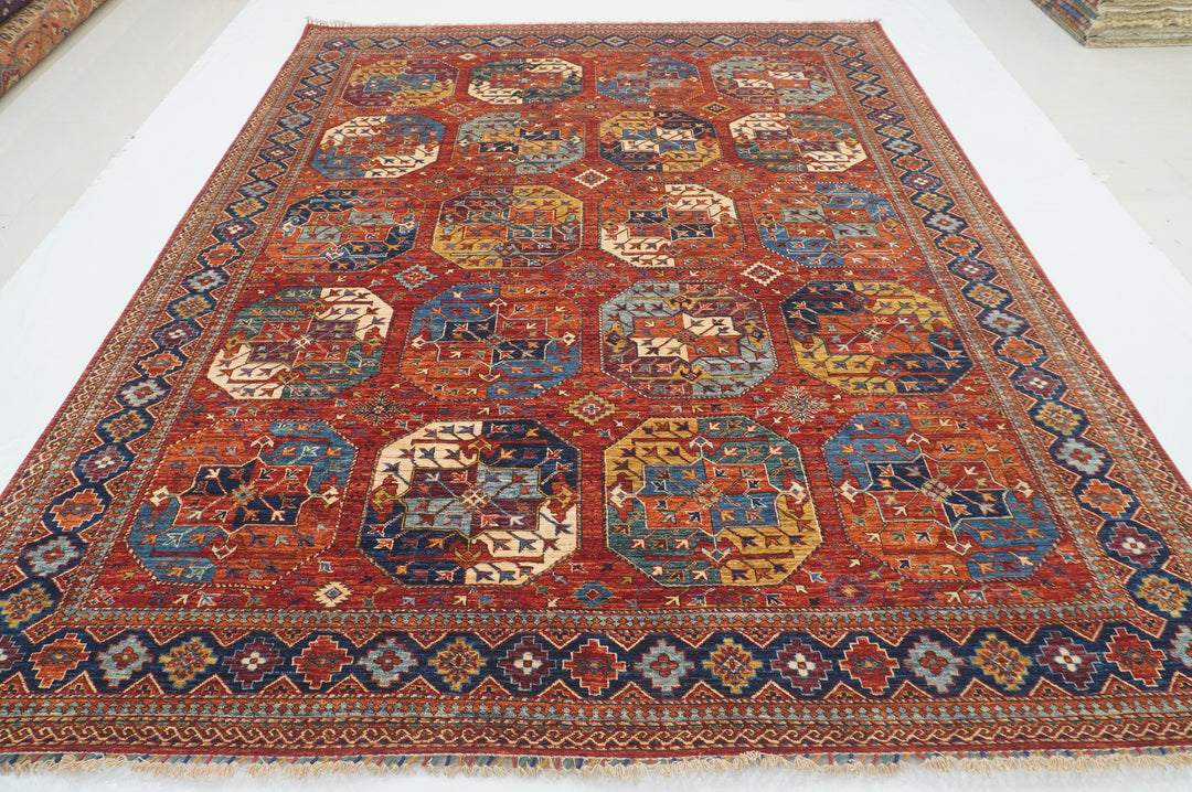 8x10 Red Ersari Afghan hand knotted Oriental Rug - Yildiz Rugs