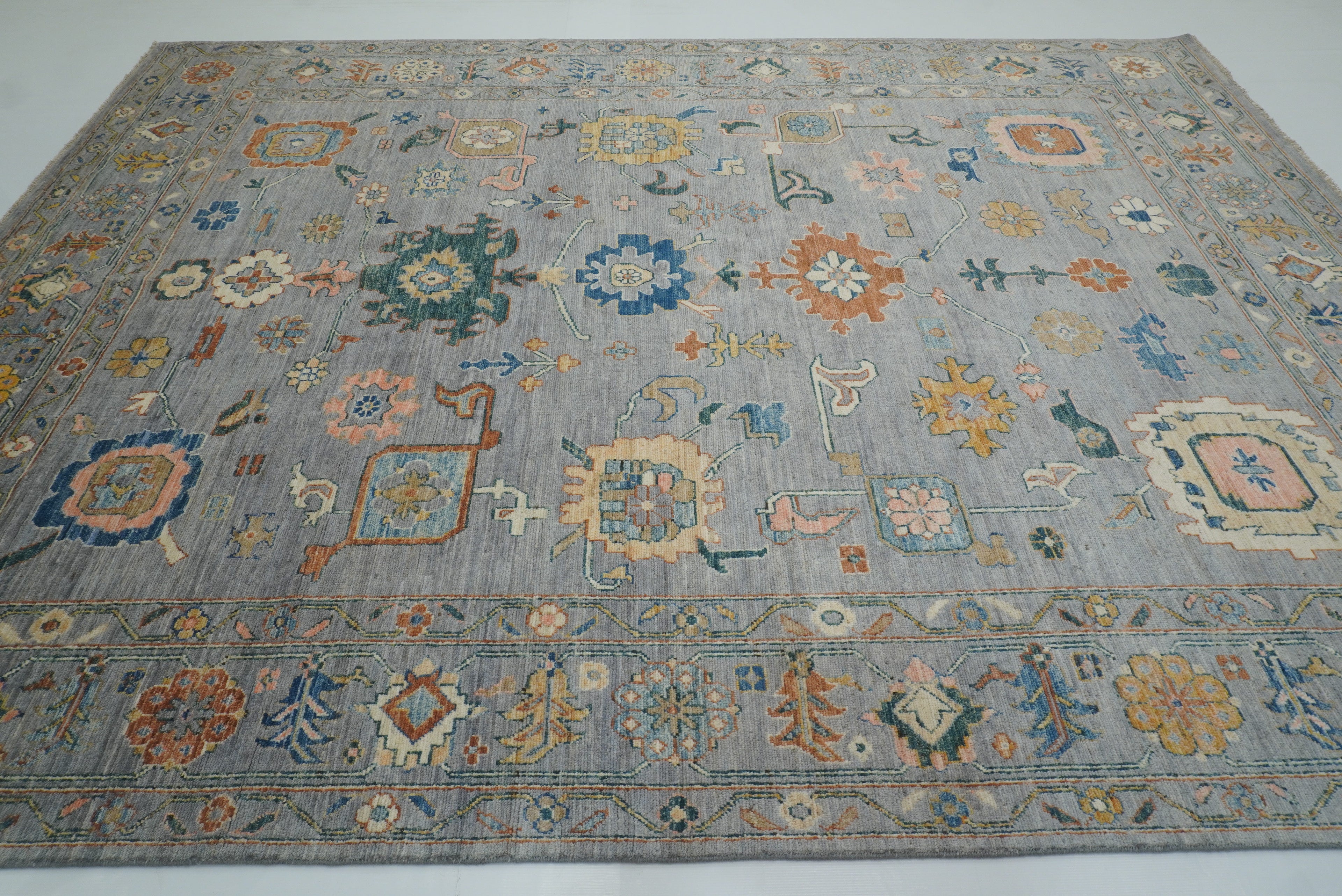 9x12 Oushak Stone Gray Hand knotted Wool Rug - Yildiz Rugs