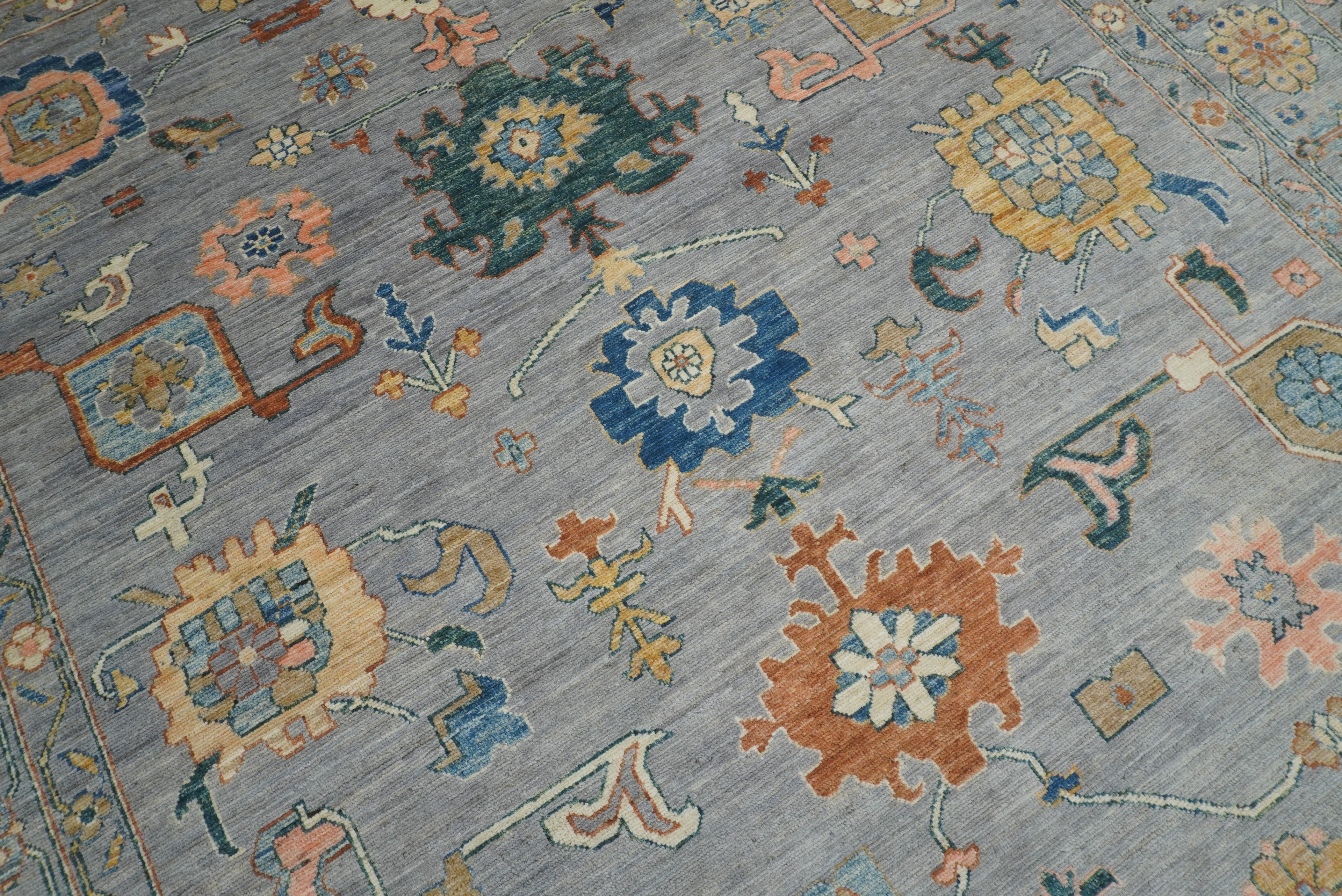 9x12 Oushak Stone Gray Hand knotted Wool Rug - Yildiz Rugs