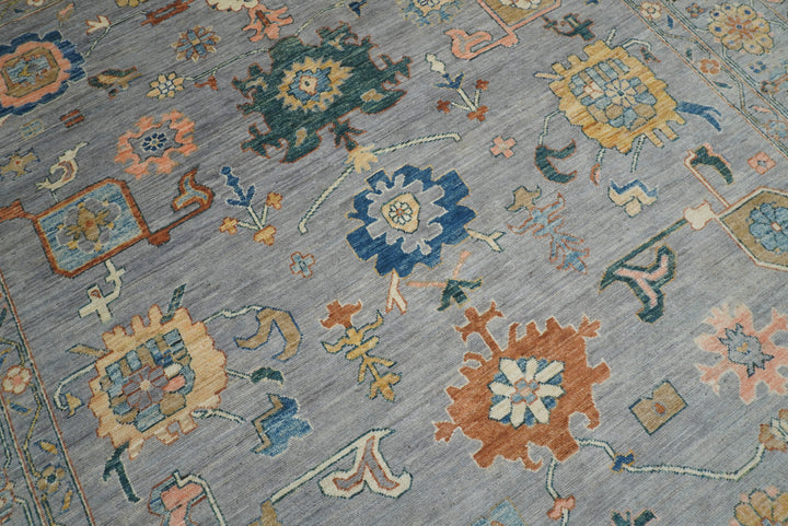 9x12 Oushak Stone Gray Hand knotted Wool Rug - Yildiz Rugs