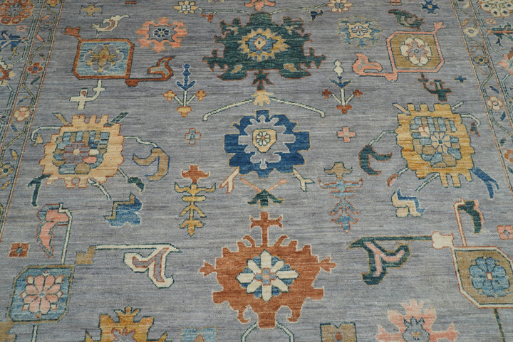 9x12 Oushak Stone Gray Hand knotted Wool Rug - Yildiz Rugs